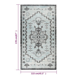 Tapis à tissage plat d'extérieur 115x170 cm Vert et gris