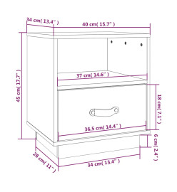 Tables de chevet 2 pcs 40x34x45 cm Bois de pin massif