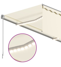 Auvent manuel rétractable avec store et LED 4,5x3 m Crème