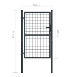 Portail en maille de jardin Acier galvanisé 100 x 225 cm Gris