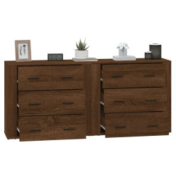 Buffets 2 pcs chêne marron bois d'ingénierie