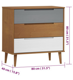 Commode MOLDE Marron 80x40x80 cm Bois de pin solide