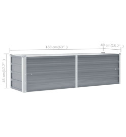 Lit surélevé de jardin Acier galvanisé 160x40x45 cm Gris