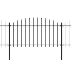 Clôture de jardin à dessus en lance Acier (1,25-1,5)x17 m Noir