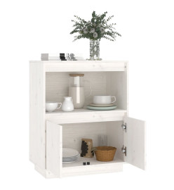 Buffet Blanc 60x34x75 cm Bois massif de pin