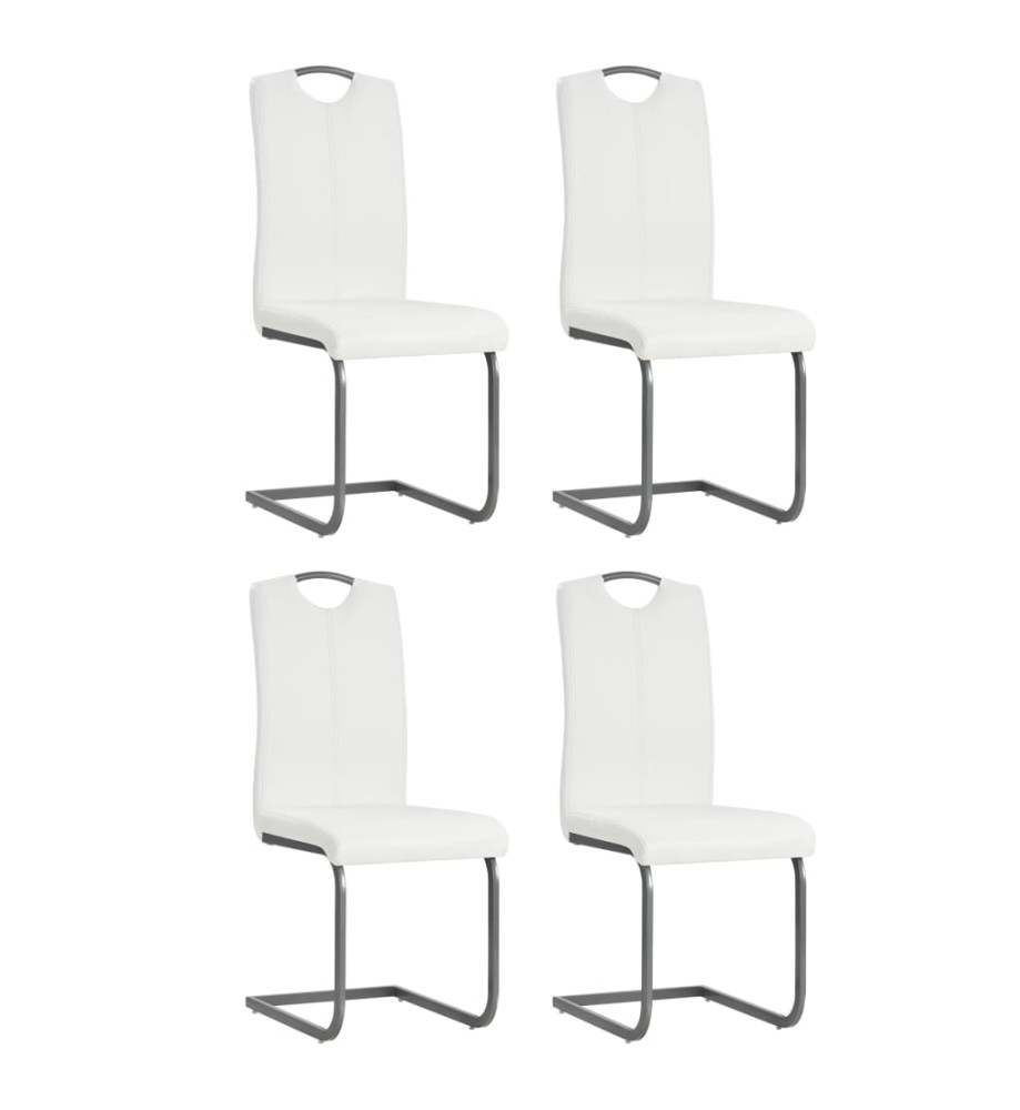 Chaises à manger cantilever lot de 4 blanc similicuir