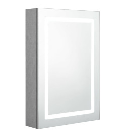 Armoire de salle de bain à miroir LED gris béton 50x13x70 cm