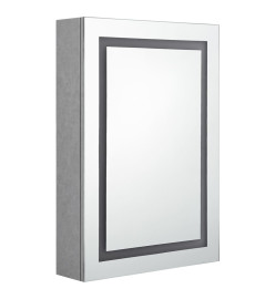 Armoire de salle de bain à miroir LED gris béton 50x13x70 cm