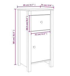 Buffet Noir 40x35x80 cm Bois massif de pin