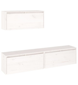 Meubles TV 3 pcs Blanc Bois massif de pin