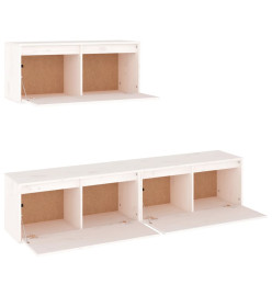 Meubles TV 3 pcs Blanc Bois massif de pin