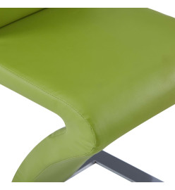 Chaises à manger avec forme de zigzag lot de 2 vert similicuir