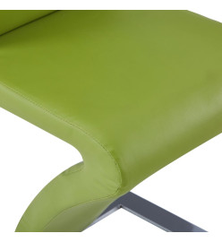 Chaises à manger avec forme de zigzag lot de 6 vert similicuir