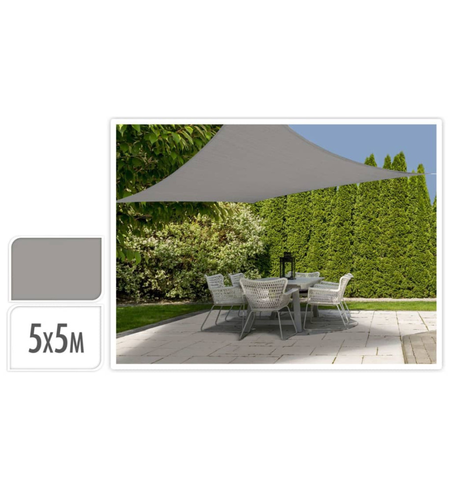 ProGarden Toile d'ombrage 5x5 m Gris Carré