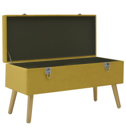 Banc avec compartiment de rangement 80cm Jaune moutarde Velours