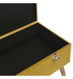 Banc avec compartiment de rangement 80cm Jaune moutarde Velours