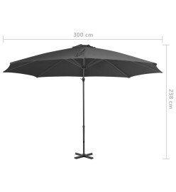 Parasol en porte-à-faux et poteau en aluminium 300cm Anthracite