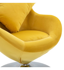 Fauteuil pivotant en forme d’œuf avec coussin Jaune Velours