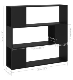 Bibliothèque/Séparateur de pièce Noir 100x24x94 cm