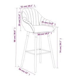 Tabourets de bar lot de 2 gris foncé tissu