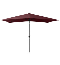 Parasol avec LED et mât en acier Rouge bordeaux 2x3 m