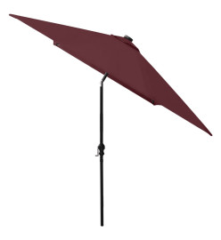 Parasol avec LED et mât en acier Rouge bordeaux 2x3 m