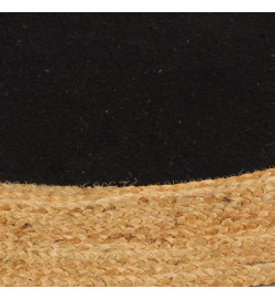 Tapis tressé Noir et naturel 90 cm Jute et coton Rond