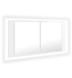 Armoire à miroir de bain à LED Blanc brillant Acrylique