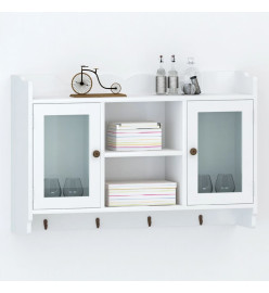 Vitrine murale avec étagère de Livre / DVD / Verre en MDF Blanc