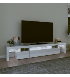 Meuble TV avec lumières LED Blanc brillant 230x36,5x40 cm