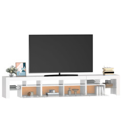 Meuble TV avec lumières LED Blanc brillant 230x36,5x40 cm