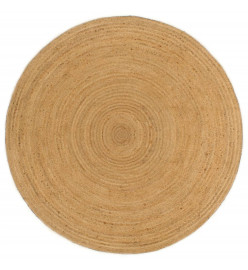 Tapis tressé réversible Anthracite et naturel 90 cm Jute Rond