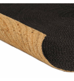 Tapis tressé réversible Anthracite et naturel 90 cm Jute Rond