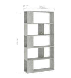 Bibliothèque/Séparateur de pièce Gris béton 80x24x159 cm