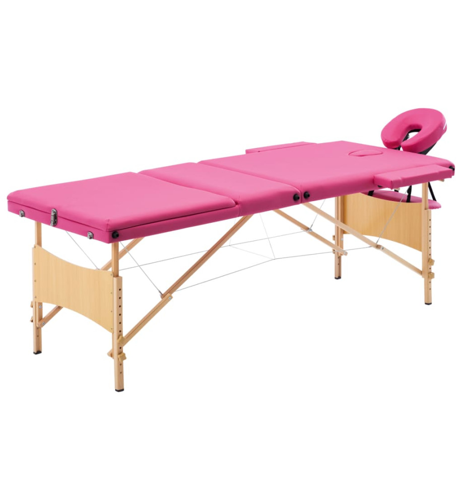 Table de massage pliable 3 zones Bois Rose