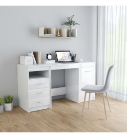 Bureau Blanc brillant 140x50x76 cm Aggloméré