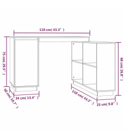 Bureau 110x50x75 cm Bois massif de pin