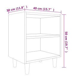 Table de chevet avec pieds en bois Sonoma gris 40x30x50 cm