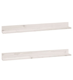 Étagères murales 2 pcs Blanc 110x11x9 cm Bois de pin massif