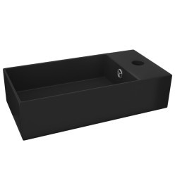 Lavabo de salle de bain avec trop-plein Céramique Noir mat