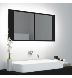 Armoire à miroir de salle de bain LED Noir 90x12x45 Acrylique