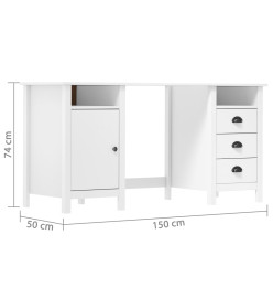 Bureau Hill Blanc 150x50x74 cm Bois de pin solide