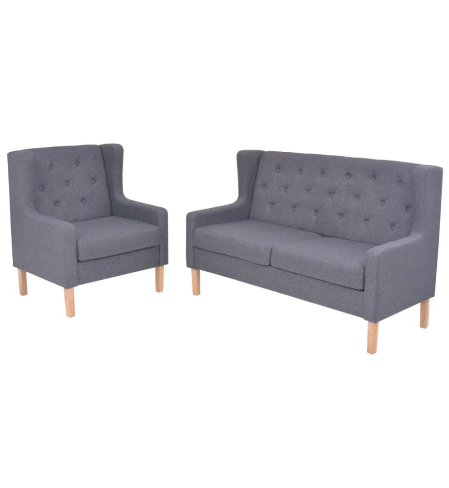 Ensemble de canapés 2 pcs tissu gris