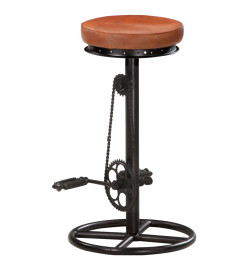 Tabourets de bar lot de 2 noir/marron cuir véritable de chèvre