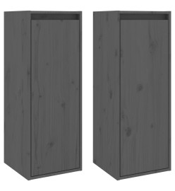 Armoires murales 2 pcs Gris 30x30x80 cm Bois de pin massif