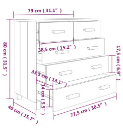 Buffet HAMAR Gris foncé 79x40x80 cm Bois massif de pin