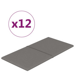 Panneaux muraux 12 pcs Gris clair 60x30 cm Tissu 2,16 m²