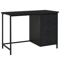 Bureau industriel avec tiroirs Noir 105x52x75 cm Acier