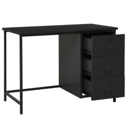 Bureau industriel avec tiroirs Noir 105x52x75 cm Acier