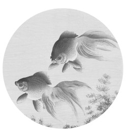 WallArt Papier peint cercle Two Goldfish 142,5 cm